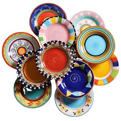 China 6 inch viable hand-painted ceramic tableware handmade dish suitable retro-style dim sum dessert cake tableware kitchen decoration for sale