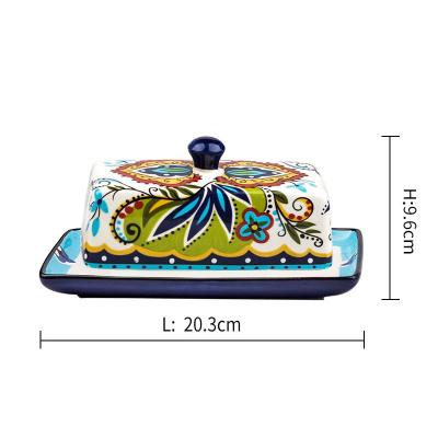 China New Viable American Ceramic Breakfast Dish Butter Bread Dish Retro Tableware Table Storage Tray Home Decoration for sale