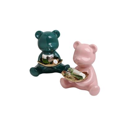 China Contemporary Nordic luxury ceramic living room key storage porch bear light home decorations to send friends birthday gifts for sale