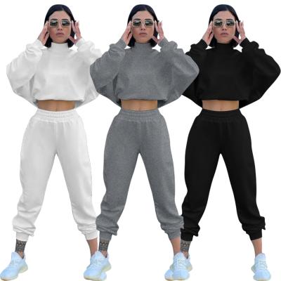 China QUICK DRY Women's Tracksuit Autumn Plus Fleece Sweatshirts Two Piece Set Casual Oversized Solid Female Sports Suit Long Panty Sets for sale