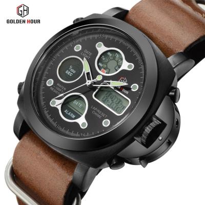 China GOLDENHOUR brown quartz fashion smart watch water resistant luxury wristwatch sport watches for men for sale