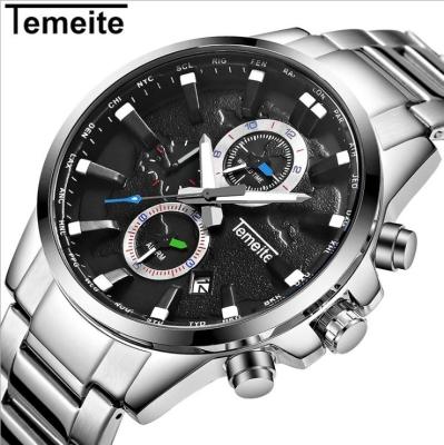 China TEMEITE Men's Personality Watch Sport Steel Quartz Multifunction Six-pin Waterproof Watch for sale