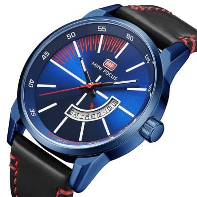 China MINIFOCUS Sport Watch Men Waterproof Leather Strap Chronograph Wristwatch Quartz Watches Luxury Brand Male Clock for sale