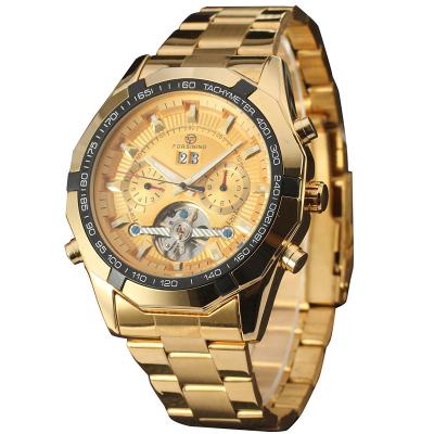 China FORSINING Gold steel Multi-function automatic machinery watch for sale