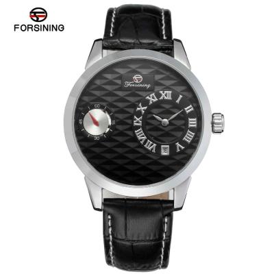 China Forsining Men famous black slim simple leather watch for sale