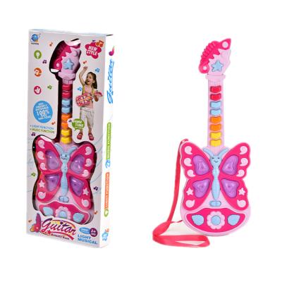 China Toy Electronic Battery Operated Cartoon Keyboard Battery Operated Acoustic Guitar with Light and Sound for sale