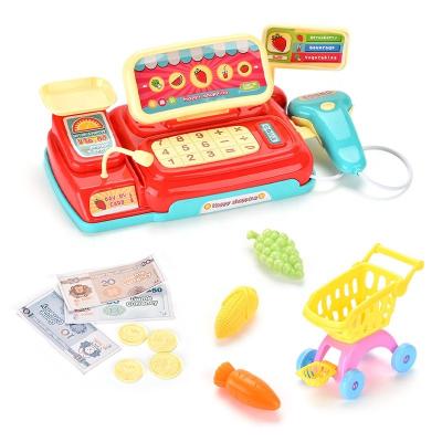 China Plastic Kids Pretend Game Shopping Cashier Supermarket Money MachineToy Set With Light / Music for sale