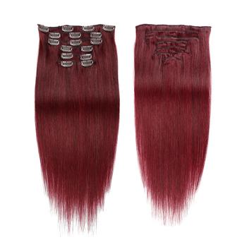 China ELI Wholesale Red Clip In Silky Straight Hair Extension Raw Wave Virgin Clip-in Hair Extensions 100% Hair Vendors for sale