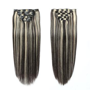 China ELI Wholesale 1B/613# Silky Straight Wave Hair Clip In Extensions Bundles Real Mink Virgin Custom Hair Clip Letters Bundle for sale