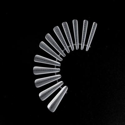 China Easy Apply Reusable Transparent Plastic Finger Extension Mold Tip Forms with Skin Pattern Dual Form Nail Tips for sale