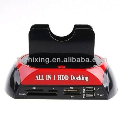 China Plastic Dual SATA Hard Disk Drive Docking Station Clone With OTB for sale