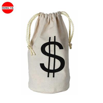 China Promotional Cheap Custom Jewelry Gift Bag Natural Cotton Canvas Drawstring Bag for sale