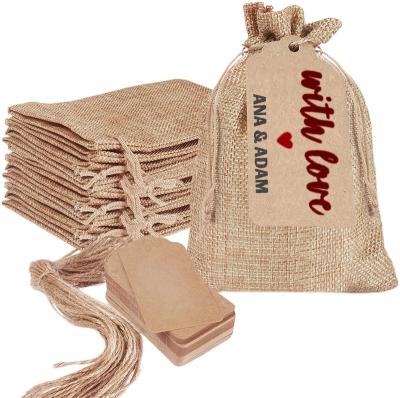 China Eco-friendly Custom Printed Porcelain Jute Bag With Drawstring For Gift Wrapping for sale