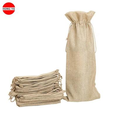 China Eco High Quality Jute Gift Sack Wholesale Wine Bottle Sack Single Burlap Sack for sale