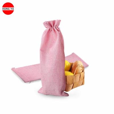 China Custom gift bag popular fashion eco gift bag round bottle jute drawstring bag for sale