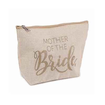 China Eco - Friendly Natural Custom Printed Jute Cosmetic Bag With Zipper For Wedding for sale