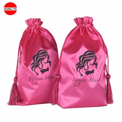 China Custom Luxury Satin Gift Bag Fashion Style Drawstring Gift Bag With Tassel for sale