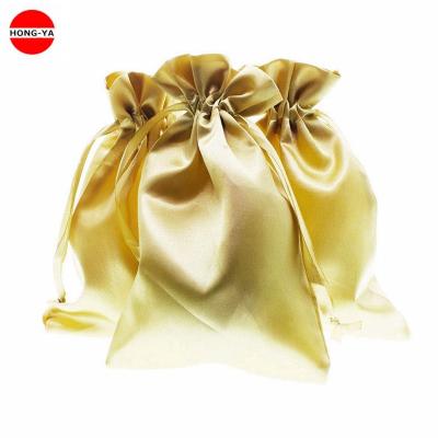 China Wholesale Custom Gift Bag Logo Gold Satin Drawstring Bag For Gift Jewelry Candy for sale