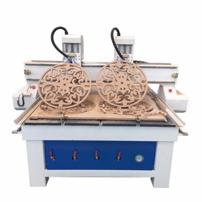 China Double Machine Repair Shops Woodworking 3d CNC Engraving Machines CNC Router Machine Heads for sale