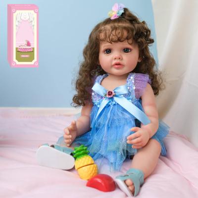 China Educational 55cm reborn doll soft plastic high simulation baby doll hair implant Wear bottle magnetic nipple  diaper and birth card for sale