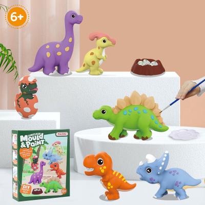 China STEM A 3D Hand Painted plastic mold Plaster Diy Dolls Dinosaur Graffiti Educational Painting make by oneself  fridge magnets toy for sale