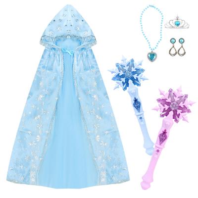 China Euro-American Product Ideas New 2023 Light Up Magic Snowflake Sticks Princess Cloak Crown Cosplay Costume Toys Set For Girl for sale