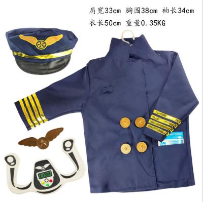 China Air Hostess Cosplay Halloween Costume Career Euro-American Clean Uniforms Party Costume Flight Suit Pilot Uniform For Kids for sale