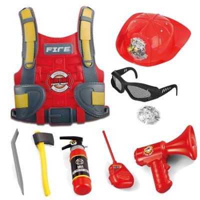 China Euro-American Low Price Firefighter Vest Costume Role Playing Set Toys Instruct Performance Extinguisher Cosplay Educational Game for sale