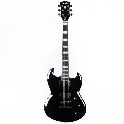 China Poplar Remade Wholesale Price Solid Wood Music Counter Electric Guitar, SG Guitar Black Electric Guitar for sale