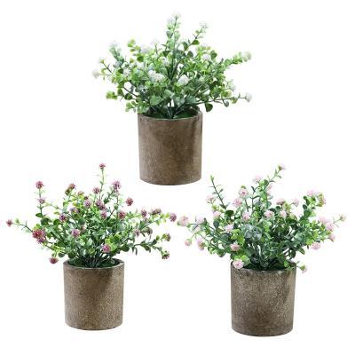 China Natural Touch Mini Plastic Potted Plants Artificial Greenery Plants in Pots for Indoor Greenery Decoration Table Centerpiece for sale