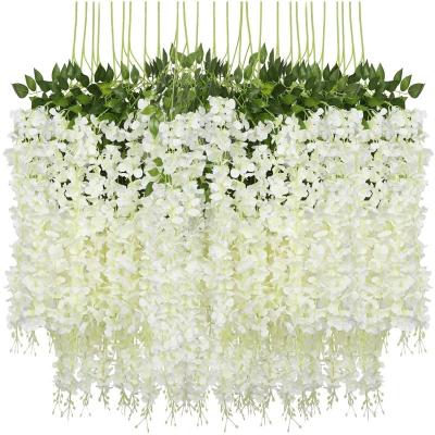 China Natural Touch Artificial Silk Wisteria Ratta Decorative Vine Hanging Garland Plant For Home Party Wedding Decor for sale