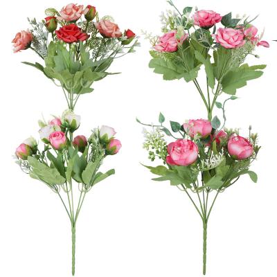 China Home Wedding Decoration Artificial Camellia Flowers With Stems DIY Ideas Fake Camellia Bouquet Real Looking Silk For Home Table Weeding Party Decoration for sale