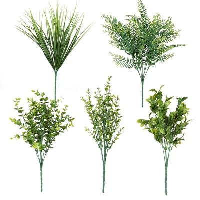 China Indor Decoration Grass Plants Artificial Fake Grass Plant Plastic Greenery For Outdoor Faux Greenery Stems For Garden Decoration for sale