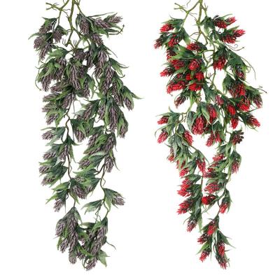 China Artificial PVC Greenery Garland Plants Vines Fake Hanging Garlan for Indoor Wedding Garland Wall Decor for sale