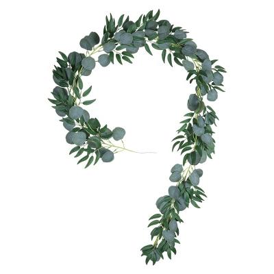 China Natural Touch Faux Eucalyptus Greenery Artificial Garland With Willow Vines Arch Wall Decoration For Wedding Backdrop for sale