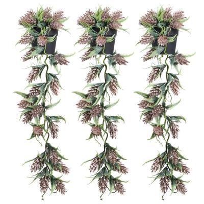 China Plastic Set of 3 Artificial Greenery Faux Wall Hanging Plants in a Pot for Wall Indoor Outdoor for sale