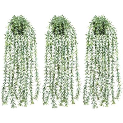 China 3 Pcs Artificial Plastic Fern Plants Faux Vine Ivy Hanging Plant Outdoor UV Resistant Plastic Plants for sale