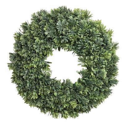 China Natural Contact Leaves Artificial Green Boxwood Weave Spring Summer Door Wreath For Front Door Wedding Window Wall Decoration for sale