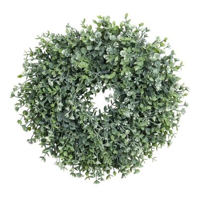 China Natural Touch Green Leaf Eucalyptus Wreath with Fireplace Laurel Home Wall Decoration Narcissus Festival Celebration Front Door Daffodil for sale