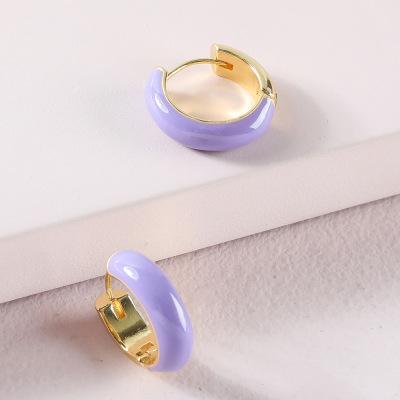 China FASHIONABLE Minimalist Hoop Earrings Enamel Tasty Small Circle Huggie Earrings for Summer Vacation for sale