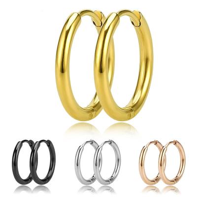 China Environmental Protection Material 2.0 Wire Diameter Circle Coil Earrings Shape To Ear Titanium Steel Round Loop All-match Titanium Steel Earrings Wholesale for sale