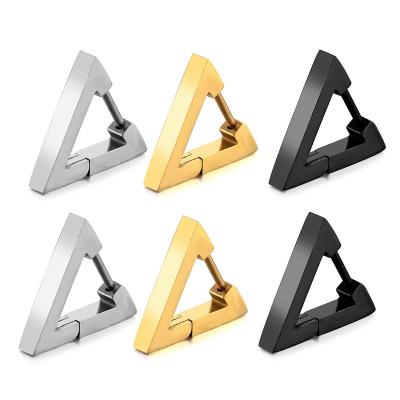 China European environmental protection material triangle earrings and shiny titanium steel ear jewelry wholesale men's and women's earrings American jewelry earrings for sale