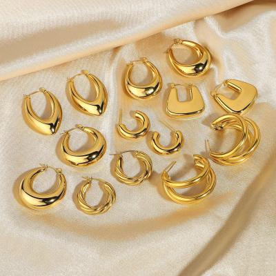 China BOHEMIA Gold Plated 316l Stainless Steel Chunky Huggie Twist Hoop Earrings 2021 Stainless Steel Earrings for sale