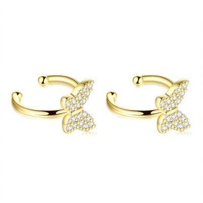 China Fashion boutique trend personalized CLASSIC border hot-selling zircon butterfly girl earrings ear bone clip earrings for sale