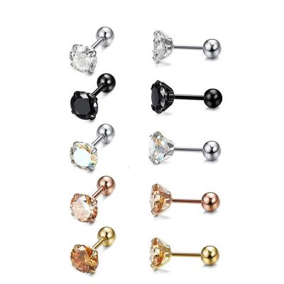 China Tasty Jewelry Earring Women Environmental Protection Material Diamond Studs Zircon Trendy Cubic Custom Ladies Zirconia 2021 Stainless Steel Zirconia Earrings for sale