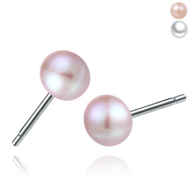 China Material Environmental Protection Earings For Women Brand Jewelry 6mm/8mm 2021 925 Sterling Silver Pearl Stud Earrings For Women for sale