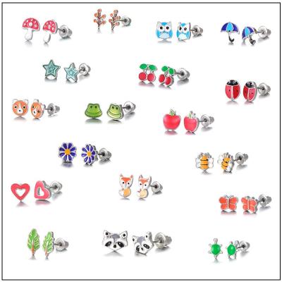 China SIEYEAY Cute Nickel Free Cute Cute Stainless Steel Enamel Children Kids Stud Earrings Baby Stud Earrings Children for sale