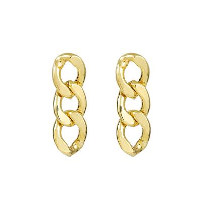 China FASHIONABLE High End Waterproof Hypoallergenic Women Jewelry 18K 18k Gold Plated Thick Restriction Cuban Link Chain Earrings for sale