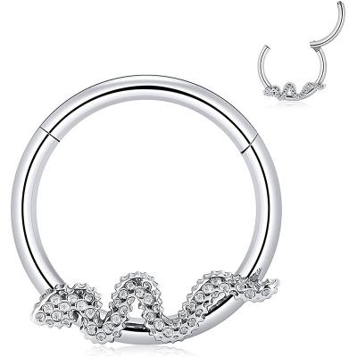 China FASHIONABLE 316l Stainless Steel Snake Hinged Segment Ring Hoop Piercing for sale