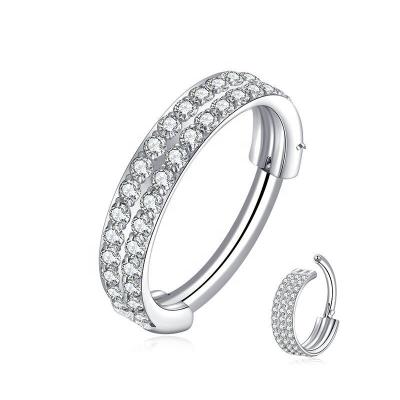 China FASHIONABLE Titanium Segment Ring Segment Clicker Piercing From Atsm F136 CZ Higned for sale